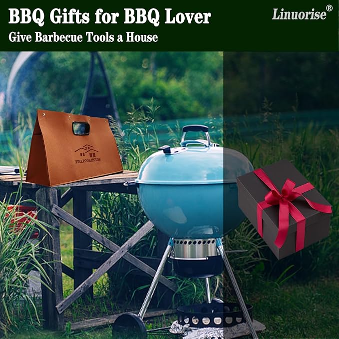 Linuorise Grill Accessory Storage Bag, BBQ Tools Storage, Grill Storage Bag, Storage Container for Grilling; Men's BBQ Gifts!（Material：Thickened Felt Cloth）