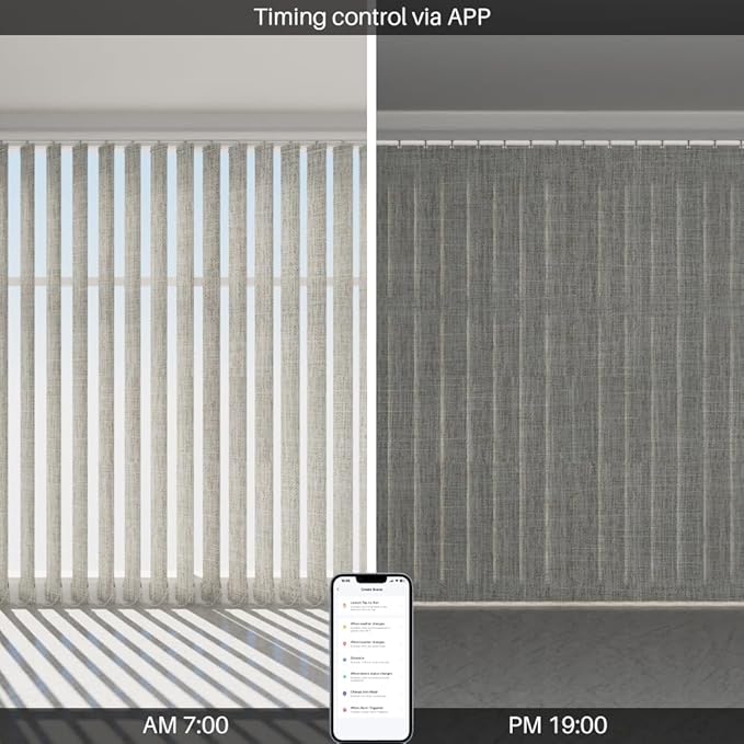 Blindify Motorized Vertical Blinds Compatible with Alexa Google Home, Blackout Sliding Door Shades Smart Vertical Blinds Remote Control Customize, Light Beige