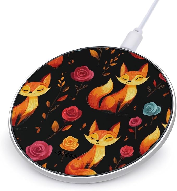 Cute Foxes Rose Wireless Charger Portable Charging Pad | LightweightAll Smartphone