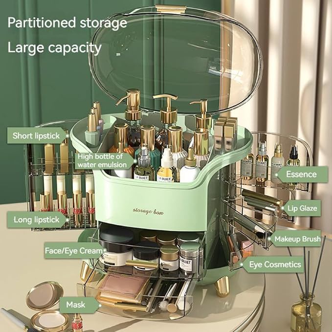 Upgrade Large Makeup Organizer Countertop Vanity Case Skin Care Cosmetic Storage Box Bathroom Counter Perfume Skincare Organizers Make Up Caddy Gift for Women Girls Clear Design Easy Visibility