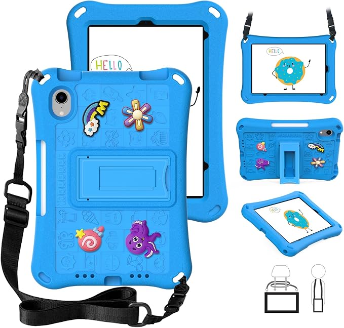 Case for iPad 10.2 Inch 2021/2020/2019/ iPad Pro 10.5 Inch/Air 3rd Gen (2019) Shoulder Strap Kickstand Children Friendly Anti-Scratch Shockproof Case Lightpurple