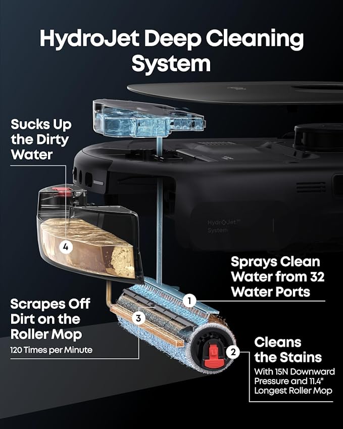 eufy E25 Robot Vacuum and Mop Combo, 20,000 Pa, HydroJet Roller Mop
