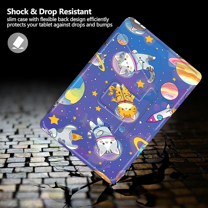 Case for Kindle Fire 7 Tablet (12th Generation 2022 Release) Baseball Theme 360 Degree Rotating Stand Protective Cover with Auto Sleep/Wake for Fire 7 2022 Tablet
