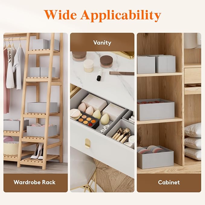 Lifewit Underwear Drawer Organizer for Closet 16 Pack, 3 Sizes Dresser Organizer Dividers, Deep Fabric Foldable Drawer Storage Organizer Bins for Clothes, Sock, Bra, Lingerie, Undies