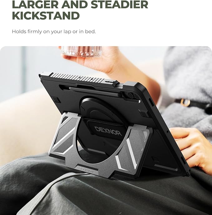 Dexnor Case for Samsung Galaxy Tab A11+/A11 Plus 11 inch 2025 Rugged Protective Case with 360° Rotating Hand Strap &amp Large Steady Stand &amp Screen Protector Shockproof Full-Body Bumper Cover B