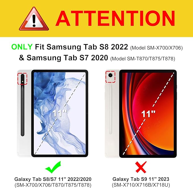 Fintie Multi-Angle Viewing Case for Samsung Galaxy Tab S8/S7 11 Inch | Front Card Pocket 3 Viewing Angles S Pen Protection Auto Wake/Sleep Black