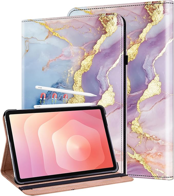 Case for Samsung Galaxy Tab A 10.1 2019 Model SM-T510/T515/T517 Stylus Holder Flip Wallet Leather Shockproof Cover for Galaxy Tab A SM-T510 Case Bicolor Marble