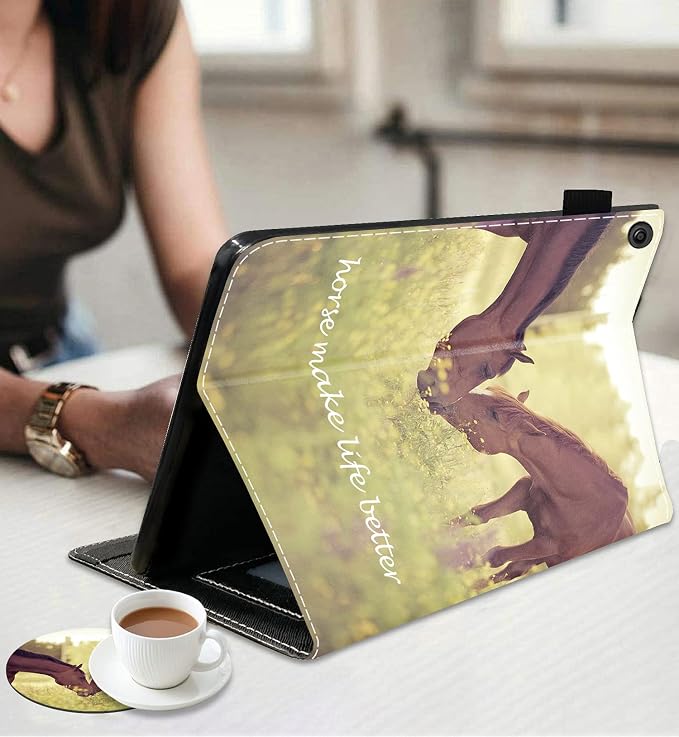 Case for Amazon Fire HD 10 Tablet 10.1 inch (9th/7th Generation 2019/2017 Release) - Slim Lightweight PU Leather Stand Cover with Auto Wake/Sleep Celestial Theme Sun with Crescent Moon