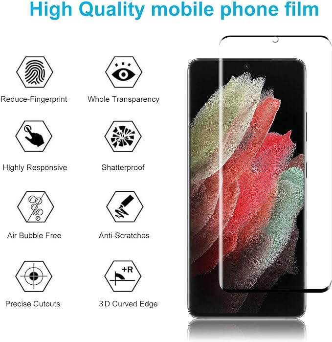 Didisky Screen Protector for Oneplus 9 Pro 3 Pack Tempered Glass Film with 2 Pack Camera Lens Protector Easy to UseScratch-Resistant9H Hardness3D Curved Full Coverage