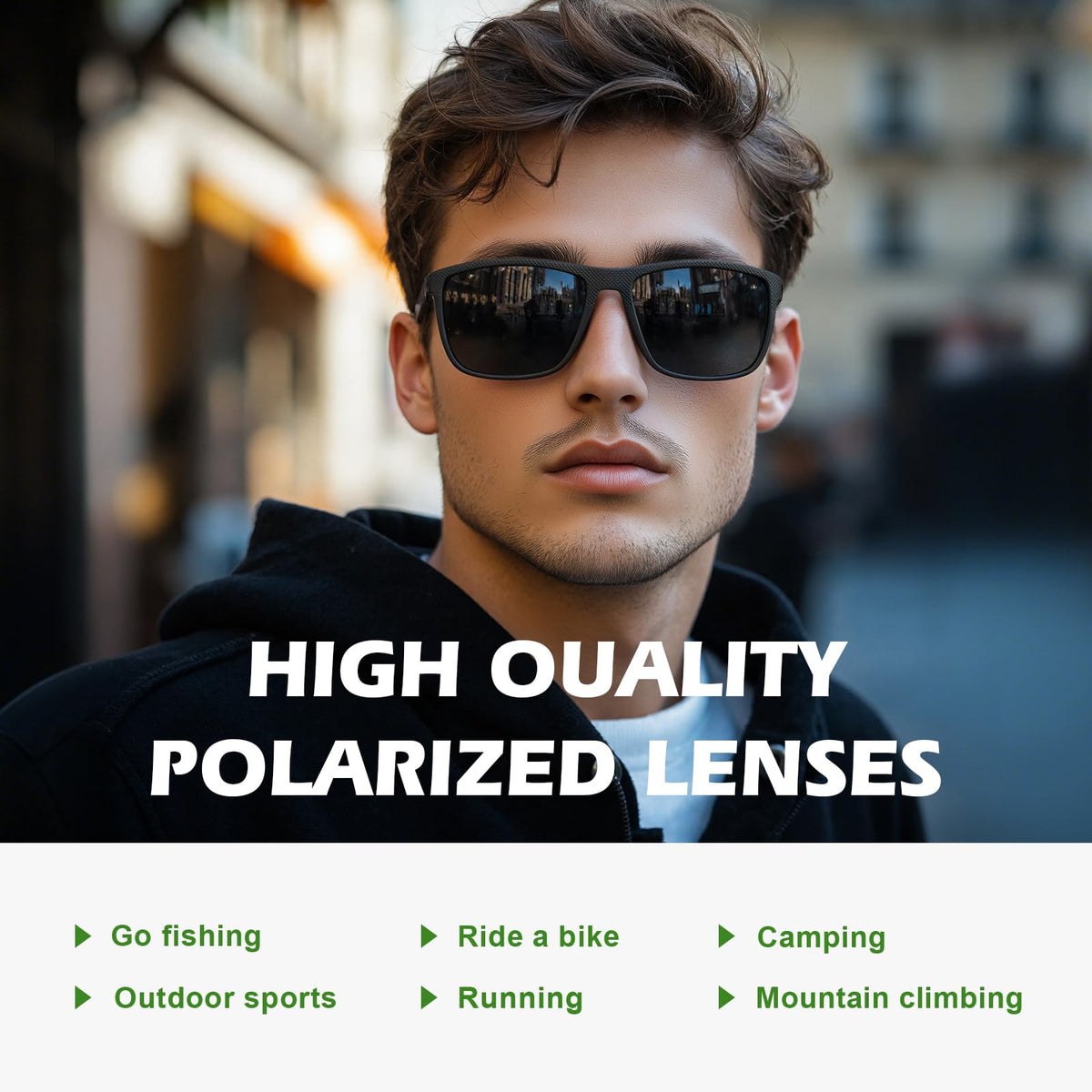 Fanshen Square Polarized Sunglasses for Men, 3 Pack Lightweight UV Protection Sun Glasses for Driving Fishing Golf (Black/G15/Brown)