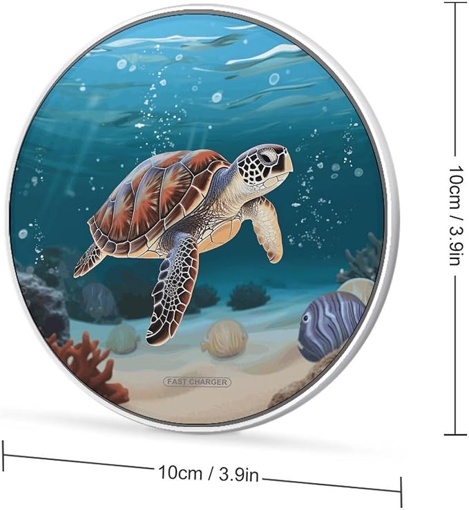 Sea Turtle Swimming Wireless Charger Portable Fast Charging Pad Lightweight Wireless Charging Pad 10W Slim Charging Station for Phone Charger Mat for Travel Home Office Desk