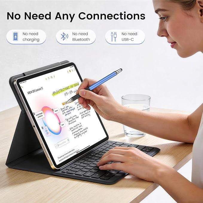 MEKO Stylus Pen for Touchscreen 2-in-1 Universal Stylus 6Pcs | MEKO 1st Gen Stylus Fiber &amp Disc Tips High Precision Work for iPad iPhone Android Tablets All Touch Screens-Black