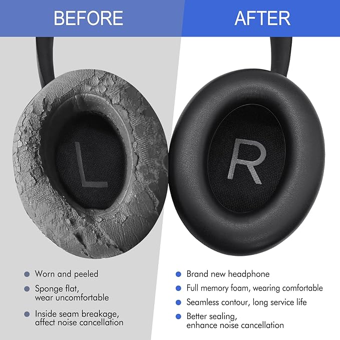 Replacement Ear Pads for Bose NC700 Noise Cancelling Headphones, Upgrade Protein Leather Earpad Cushions for Bose 700 Over-Ear Headset (Black)