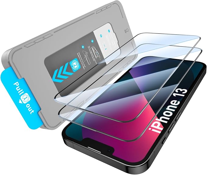 KUZOOM 2Pack Privacy 9H+ Tempered Glass Screen Protector for iPhone 13 | 9H+ Tempered Glass 100% Fingerprint Unlock Automatic Dust Removal Anti-Scratch Protection