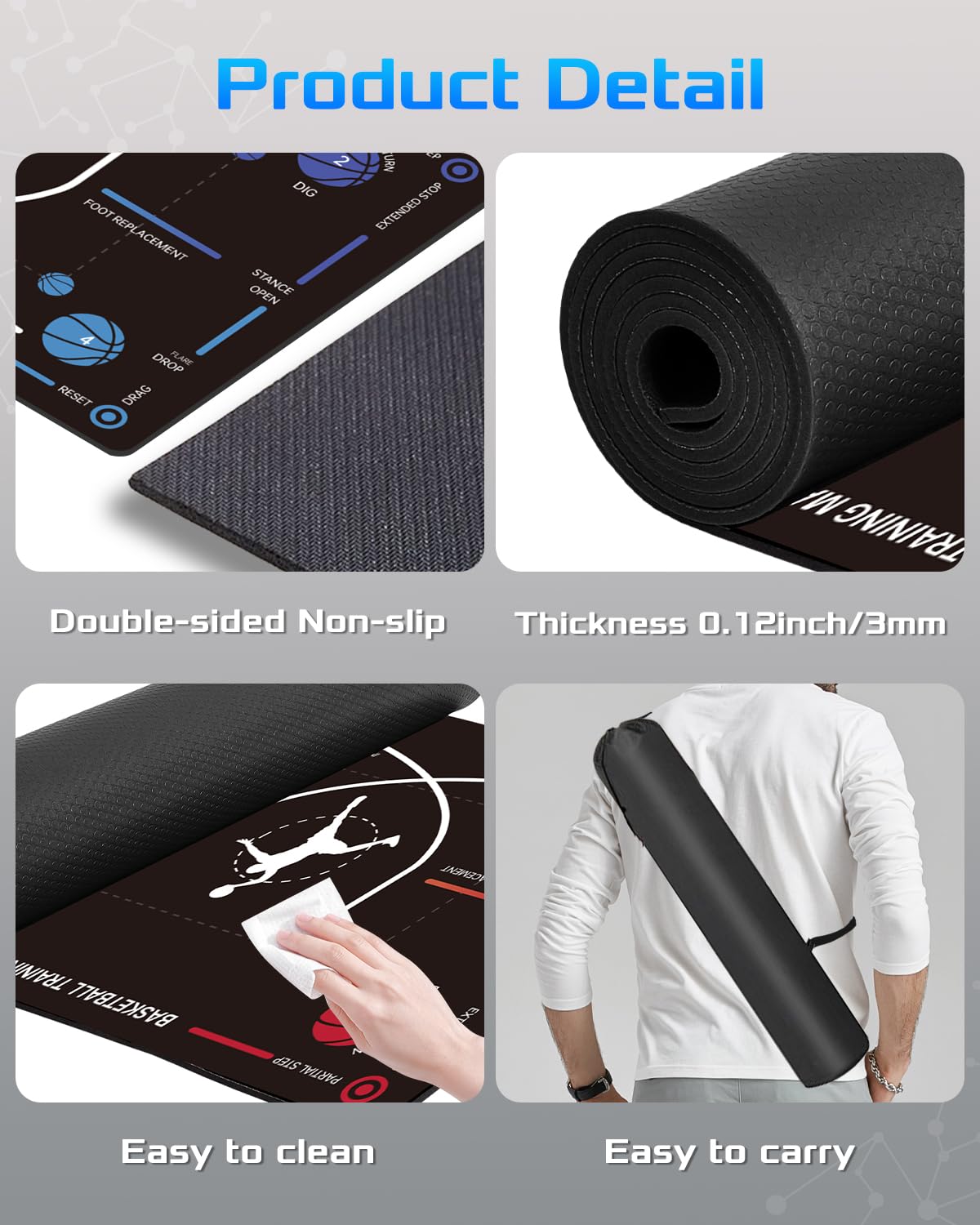 ZVD Portable Basketball Training Mat - Non-Slip Footwork Agility Mat for All basketball enthusiasts, Durable Basketball Footwork Training Equipment to Improve Speed, Strength, Coordination