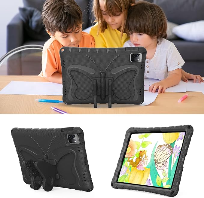 Case for iPad 11th Gen (A16) 11 inch 2025 &amp 10th Generation 10.9 2022 &amp Air 11 2025/2024 &amp Air 6/5th/4th Gen &amp Pro 11 Butterfly Shockproof Cover -Black