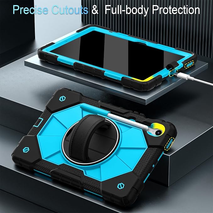 Case for Samsung Galaxy Tab S10 Lite/S10 FE/S9 FE /S9 Tablet Case 10.9/11 Inch with Rotate Stand &amp Hand Strap Screen Protector Pen Holder for Galaxy Tab S10 FE Cases Black