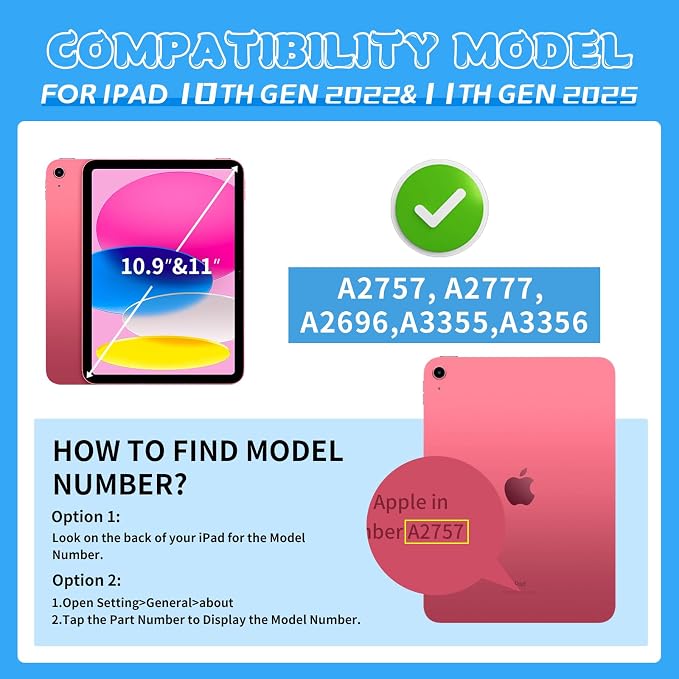 Heavy Duty Kids Case for iPad 10th/11th(A16) Pencil Holder Stand | Rugged Protection Cover for 11/10.9-inch iPad 2025/2022 Lightweight EVA Foam Anti-slip for Home School Travel Blue