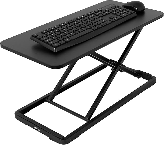 VIVO Single Top 24 inch Scissors Lift Keyboard and Mouse Riser, Height Adjustable Laptop Desk, For Ergonomic Sit Stand Workstations, Black, DESK-V024A