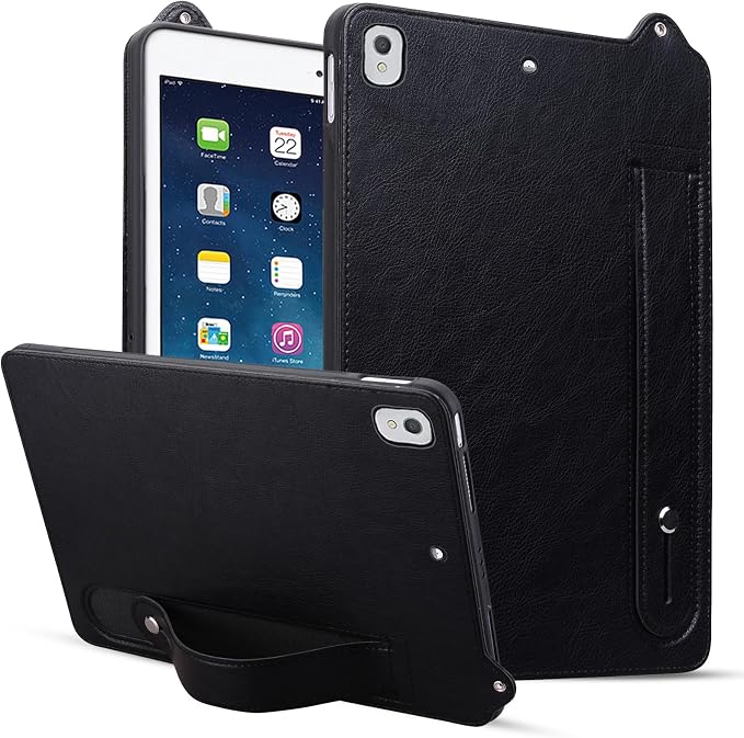 Slim Case for Apple iPad 10th Generation 10.9 Inch 2022 PU Leather Lightweight Hand Strap Stand Feature Drop Protection Back Cover for iPad 10th Gen 10.9 Black