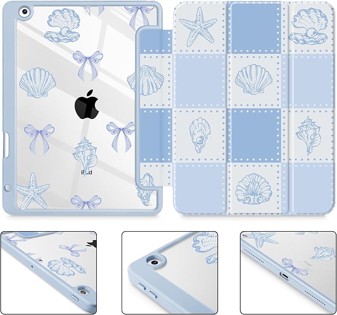 May Chen for iPad 9th Generation with Pencil Holder iPad 8th/7th Gen Case 10.2-inch [Penceil Holder] Trifold Stand Auto Wake/Sleep Clear TPU Protection Back Cover Ballet Shoes