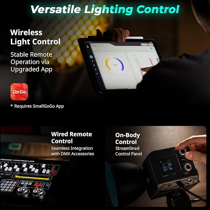 SmallRig RC 100C RGBWW LED Video Light, with App Control, 100W Mini COB Continuous Output Lighting, Handheld Spotlight 2700-10000K/CRI 96+/TLCI 98+/12 Effects, 11000Lux/1m, Lite Version Ink Blue, 5377
