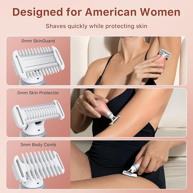 Trimcoo 2026 New Bikini Trimmer for Women - Small But Powerful Electric Razors, Intimate Pubic Hair/Lady Facial Painless Removal, USB-C Cordless Body Shaver for Trip, Replaceable Wet/Dry Blade, Gold
