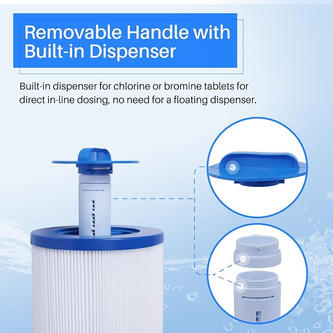 POOLPURE Removable Handle Spa Filter Replaces PJW60TL-OT-F2S, Jacuzzi Prem J300
