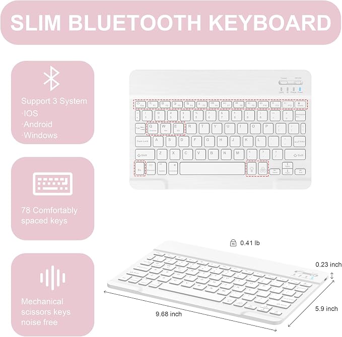 Soke for iPad (A16) 11th/10th Gen Case with Keyboard Black Marble | For iPad 11/10.9 inch(2025/2022) 7 Color Backlight Magnetic wireless Detachable Keyboard Case Built-in Pencil Holder