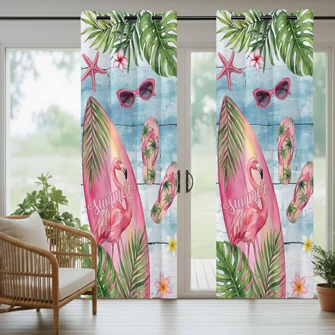 Summer Flamingbirds Outdoor Curtains