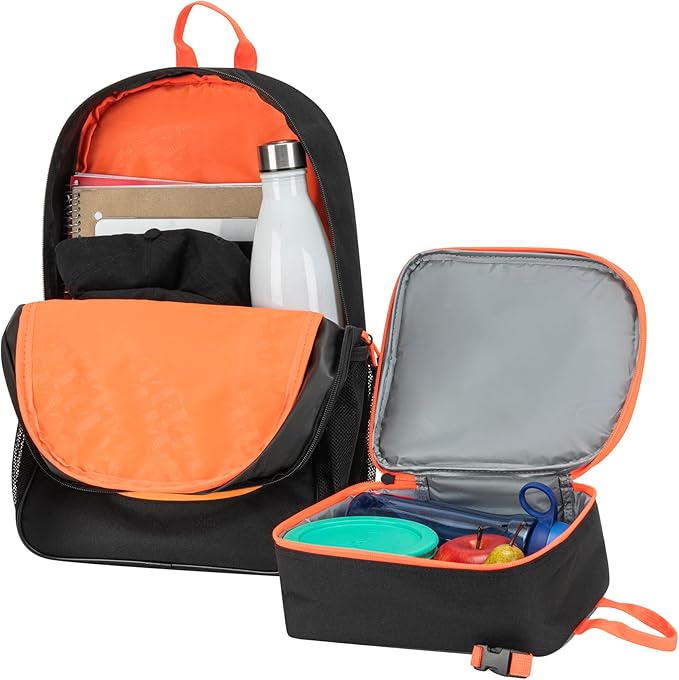 PUMA Unisex Kid's Colony Lunch Kit & Backpack Combo, Heather Grey/Heat Fire, Medium