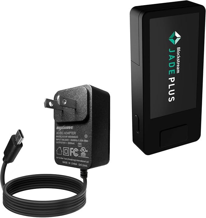 BoxWave Charger Compatible with Blockstream Jade Plus - Wall Charger Direct (15W) Rapid Charge Your Device with Built-in 3ft Cable