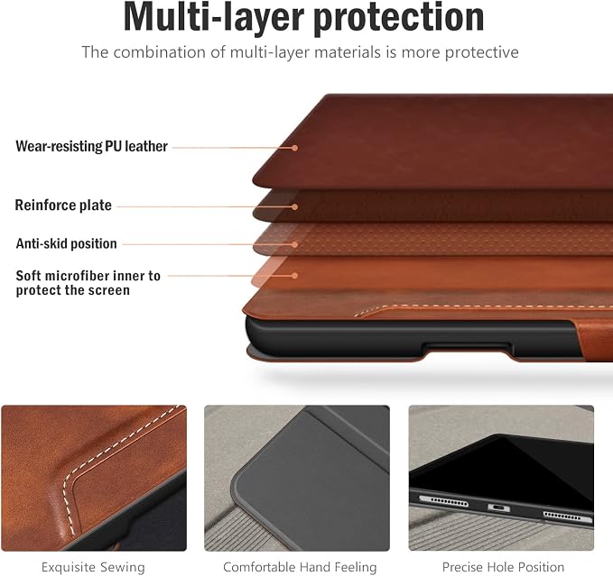 Antbox Case for iPad Pro 12.9'' 6th/5th/4th/3rd Generation Black | Built-in Pencil Holder Auto Sleep/Wake Function PU Leather