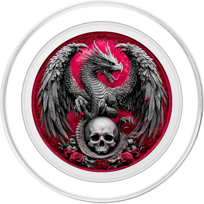 Gothic Dragon on Skull Fantasy PopSockets PopGrip for MagSafe
