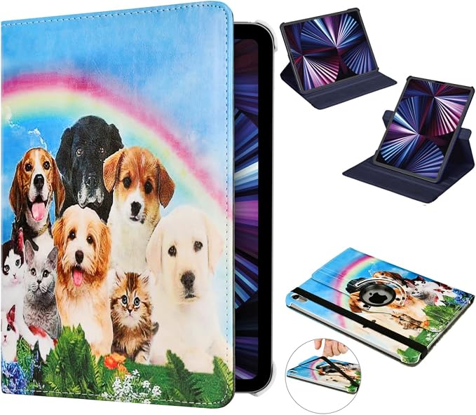 Case for iPad 10th Generation 10.9 Inch 2022 Released Model Number: A2696 A2757 A2777-360 Degree Rotating Protective Stand Cover with Auto Sleep/Wake (Animal)