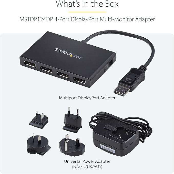 StarTech.com 4-Port DisplayPort 1.2 Splitter, DisplayPort to 4x DP Multi-Monitor Adapter, Quad 1080p 60Hz Computer MST Hub, Windows Only, No Drivers (MSTDP124DP)