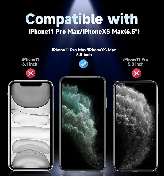 MAGIC JOHN 2 Pack for iPhone 11 Pro Max 6.5 inch Privacy Glass Screen Protector Auto Dust-Elimination Installation Bubble Free Easy Installation