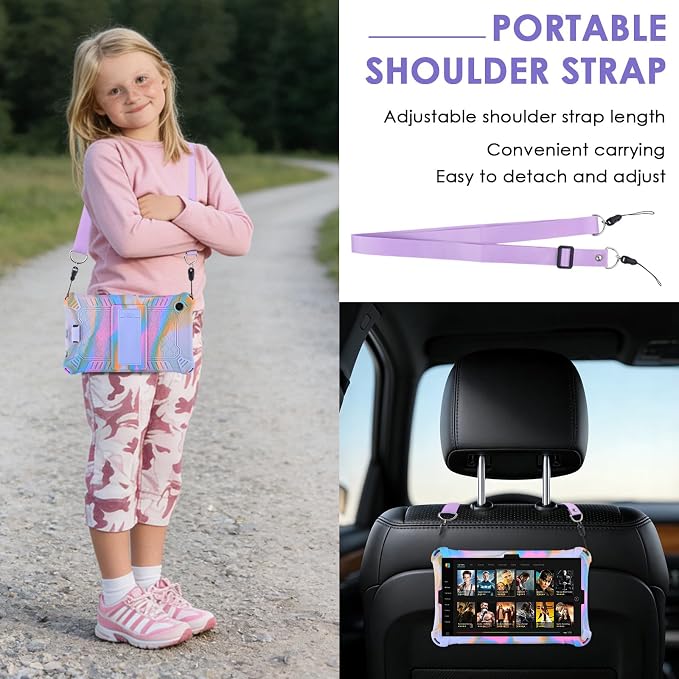 DETUOSI Compatible with Samsung Galaxy Tab A11 8.7 inch 2025 with Shoulder Strap &amp Stylus Pen Soft Silicone Multi-Angle Cover for Samsung Galaxy Tab A9 8.7 inch 2023 Black