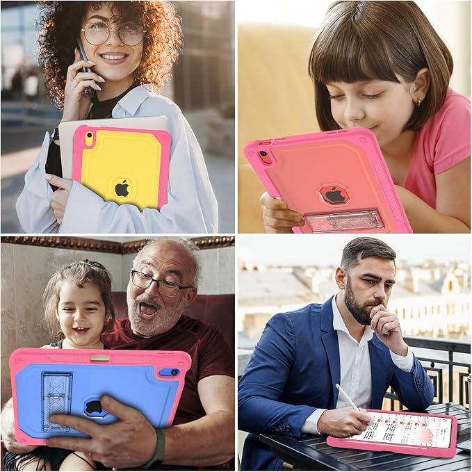 ZoneFoker Case for iPad 11-inch (A16) 2025 / iPad 10th Gen 10.9 inch 2022 Heavy Duty Shockproof Rugged Protective with Pencil Holder 11th / 10th Translucent Cover with Kickstand