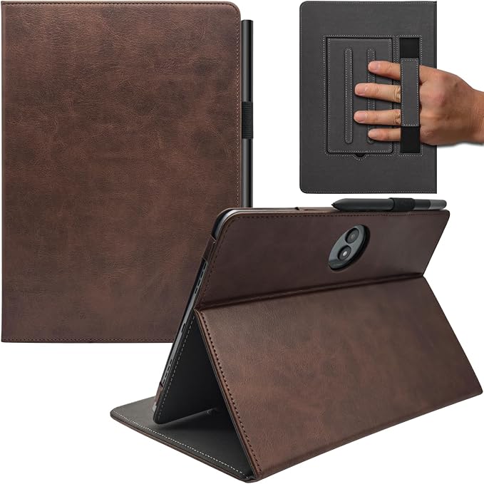 Hand Strap Case for 11.5 TCL NxtPaper 11 Plus (9469X) Tablet PU Leather Bidirectional Multi-Angle Stand Cover with Auto Sleep &amp Wake/Elastic Pen Holder (Black)