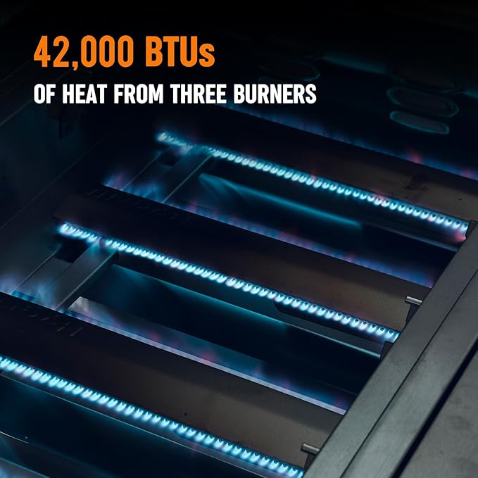Hygrill Premium XTR 3-Burner Built In Grill, Stainless Steel Grill Head for Outdoor Kitchen with LED Lights, Liquid Propane