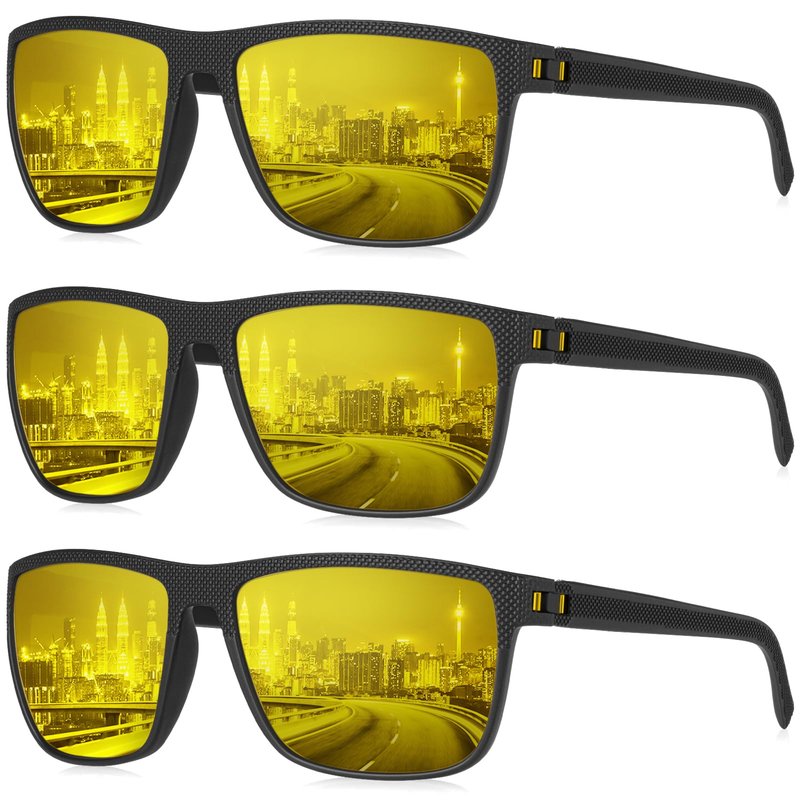 KALIYADI Night Vision Glasses for Men, Lightweight Night Driving Glasses for Driving (Night Vision/NightVision/NightVision)