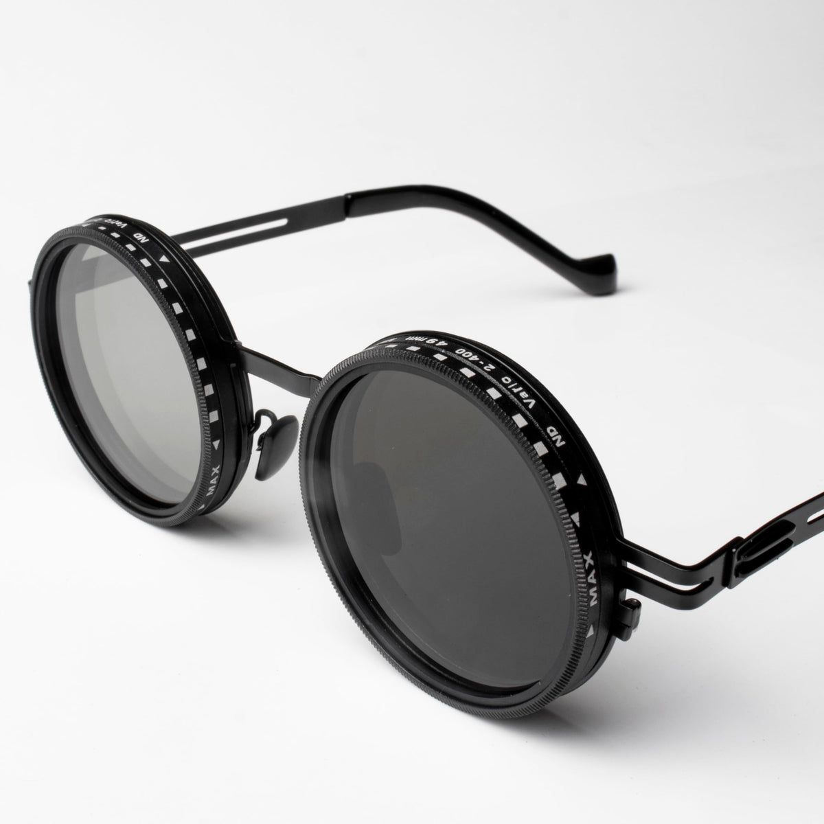 Adjustable Tint Sunglasses, 1-9 Gears Steampunk Retro Metal Round Polarized Glasses with ND Filter Lenses