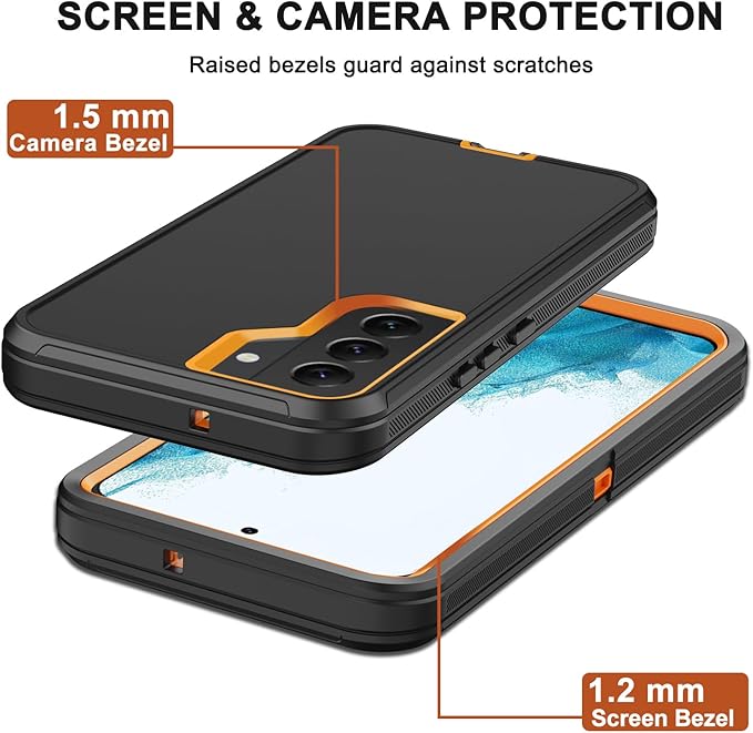 for Samsung Galaxy S22 Plus Case with Belt Clip Holster 2X Screen Protector [Military Grade Protection] Heavy Duty Full Body Shockproof Rugged Protective Cover for Samsung S22 Plus 5G Black