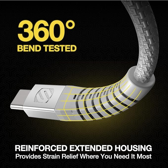 SCOSCHE CAB1-SP STRIKELINE Premium USB to Type-C Charge &amp Sync Braided Cable 1-ft. Black