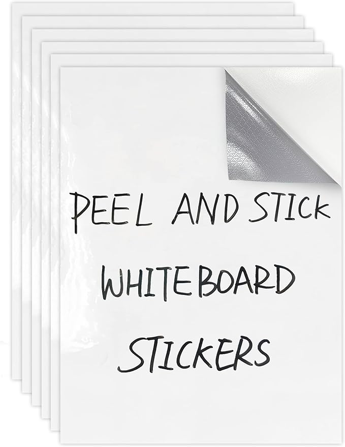 Dry Erase Board Sticker-Whiteboard Stickers-8.27''x11.69'' Removable Dry Erase Sheets-Fridge Paper Alternatives for Wall/Desk/Refrigerator/Door/Home/Office/Classroom (White-6Pcs)