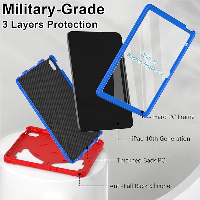 Nitupai Case for iPad 10.2 Case iPad 9th / 8th / 7th Generation Gen Case Heavy Duty Shockproof Rugged Protective Cover 10.2 Inch with Stand Black+Black