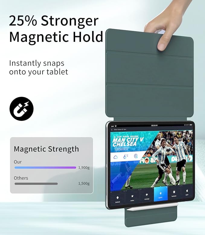 Magnetic Case for iPad Air 13 Inch M3/M2 (2025/2024) iPad Pro 12.9 inch 6th/5th Generation (2022/2021) | Auto Sleep/Wake | Pencil Pro &amp USB-C | Non-Slip PU Leather Protective Cover Black