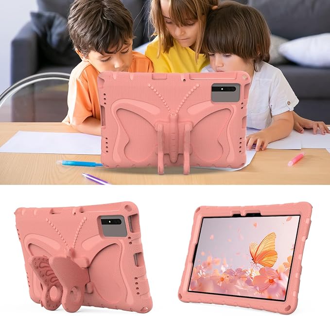 for Samsung Galaxy S9/S9FE/S8/S7 11 Butterfly Wings Kickstand Kids Girl Tablet Case EVA Material Light Weight Shockproof Kids Case for Lenovo M11 Xiaomi PDA 5/6 Redmi Pad SE (Blue)