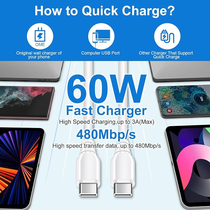 65W USB C Charger Fast Charging for Samsung Galaxy S26 Ultra S26+ S26 S25 Ultra S25 FE A37 A57 A17 A16 A36 S24 S23 A26 A56 Samsung Super Fast Charger 6FT USB C to C Cable Android Phone Charger Cord